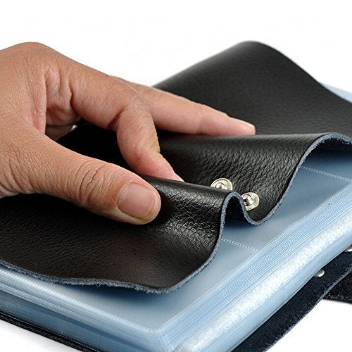 boshiho Leather Credit Card Holder Business ID Card Case Book Style 90 Count Name Card Holder Book (Black) - Image 5