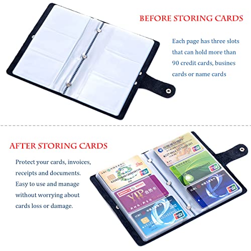 boshiho Leather Credit Card Holder Business ID Card Case Book Style 90 Count Name Card Holder Book (Black) - Image 4