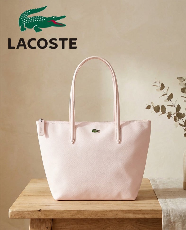Lacoste Women's L12.12 Concept Fashion Versatile Large Capacity Zipper Handbag Tote Bag Shoulder Bag Camera Bag Medium Pink 24cm * 24.5cm * 13cm Camera Bag - Image 1