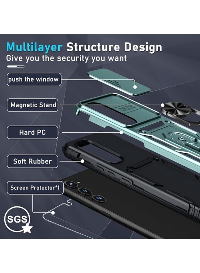 TEAM LUXURY Samsung Galaxy S24Ultra Case, Slide Camera Cover, Built in Rotate Ring Kickstand, Heavy Duty Shockproof Protective Case  - Image 5