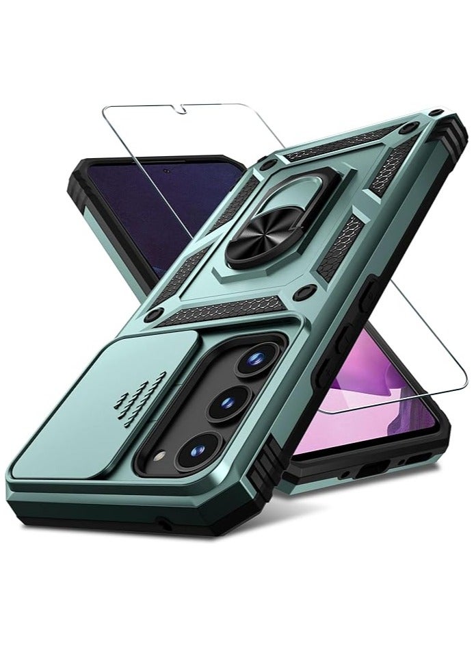 TEAM LUXURY Samsung Galaxy S24Ultra Case, Slide Camera Cover, Built in Rotate Ring Kickstand, Heavy Duty Shockproof Protective Case  - Image 2