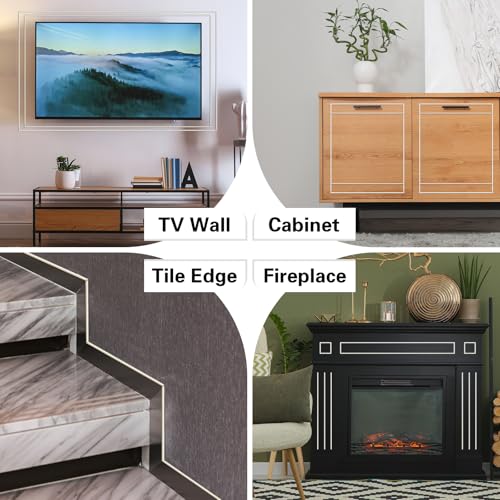 JSIWOTH 9.8 Ft Peel and Stick Wall Molding Trim, White(Paintable) Self Adhesive Flexible Trim for Wall, Edges, Borders, Window Frames, Backsplash Tiles, Baseboard & More (W:0.4", T:0.1") - Image 3