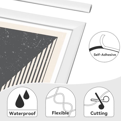 JSIWOTH 9.8 Ft Peel and Stick Wall Molding Trim, White(Paintable) Self Adhesive Flexible Trim for Wall, Edges, Borders, Window Frames, Backsplash Tiles, Baseboard & More (W:0.4", T:0.1") - Image 4