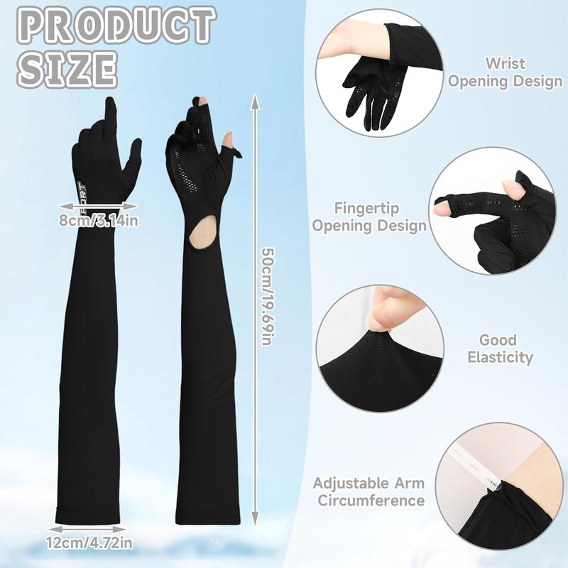 BOARDFEB 3 Pairs UV Long Sun Gloves Women's Touchscreen Arm Gloves UPF 50+ for Outdoor Sports - Image 2