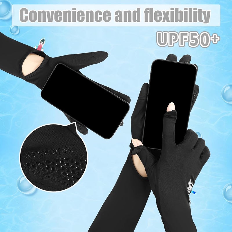 BOARDFEB 3 Pairs UV Long Sun Gloves Women's Touchscreen Arm Gloves UPF 50+ for Outdoor Sports - Image 4