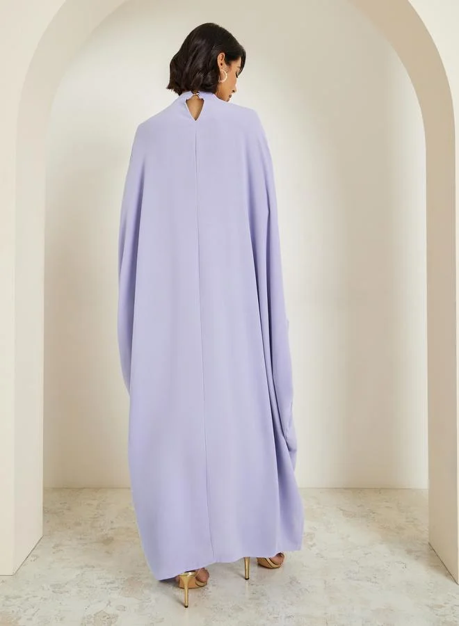 Amirah  Women Layered Look Jalabiya with Lace Trim for Women | Best Price UAE