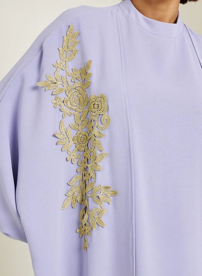 Amirah  Women Layered Look Jalabiya with Lace Trim for Women | Best Price UAE