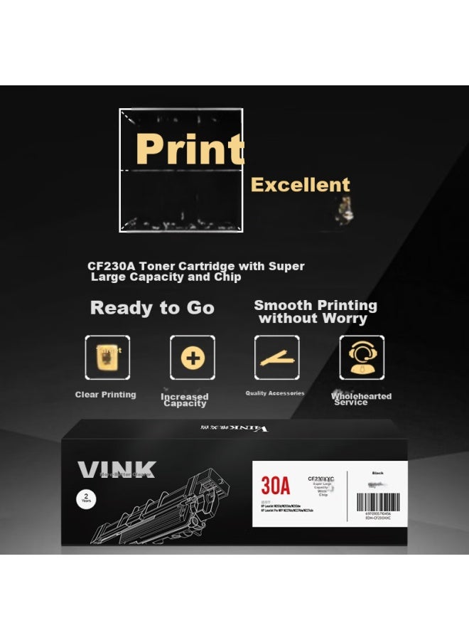 V4ink Compatible With Hp M227fdw Toner Cartridge, Cf230a Toner Cartridge For Hp M227fdw Printer, M227fdn M203dw M203dn Toner Cartridge, 30a Powder Box - Image 2