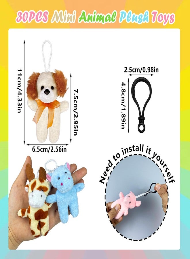 XIPEGPA 30 PCS Mini Plush Animals Keychain Set Small Stuffed Animals for Goodie Bags Schools Birthday Party Favor Supplies (Standing Plush Animals) - Image 2
