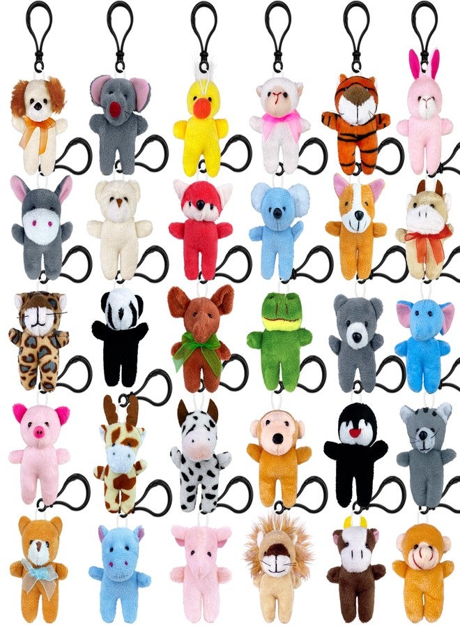 XIPEGPA 30 PCS Mini Plush Animals Keychain Set Small Stuffed Animals for Goodie Bags Schools Birthday Party Favor Supplies (Standing Plush Animals) - Image 1