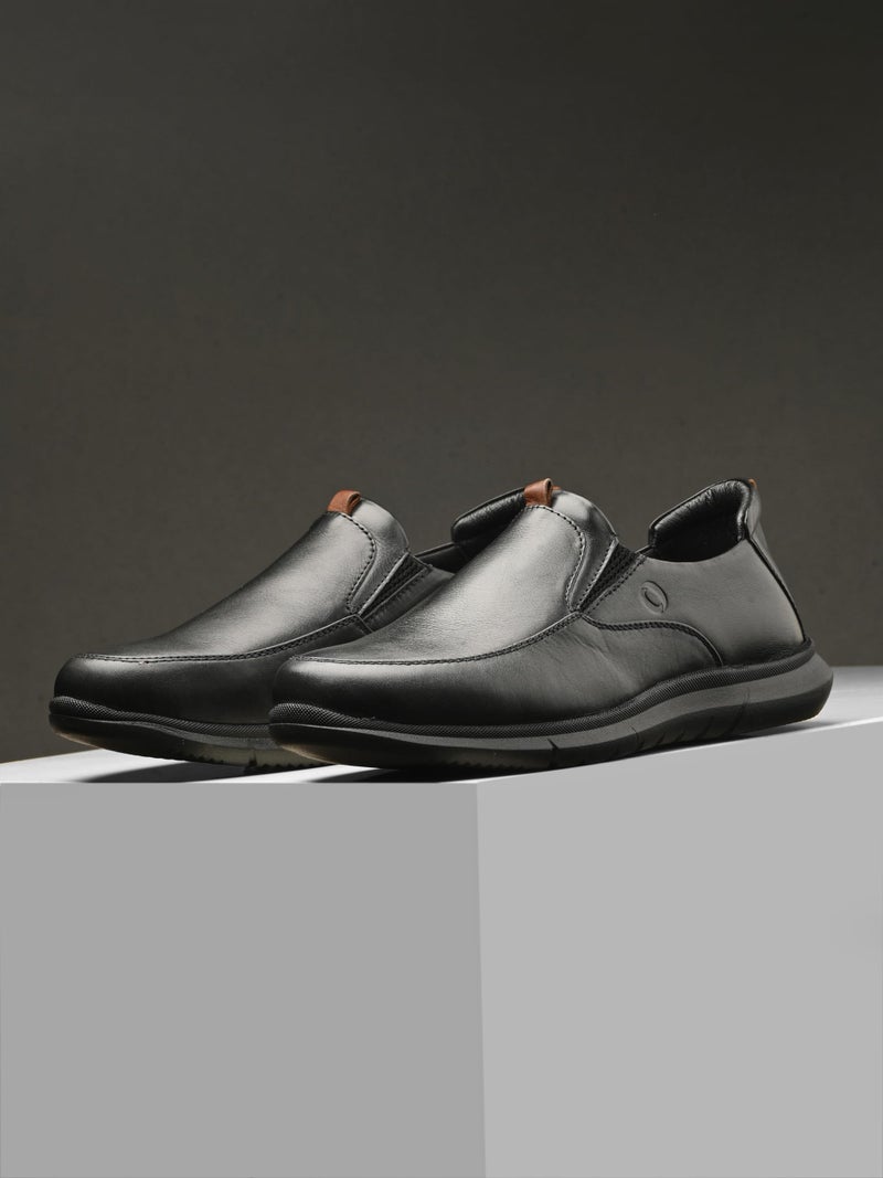 egoss Zero Gravity Premium Genuine Leather Sneaker Casual Shoes for Men (Black-10)-ES-21 - Image 2