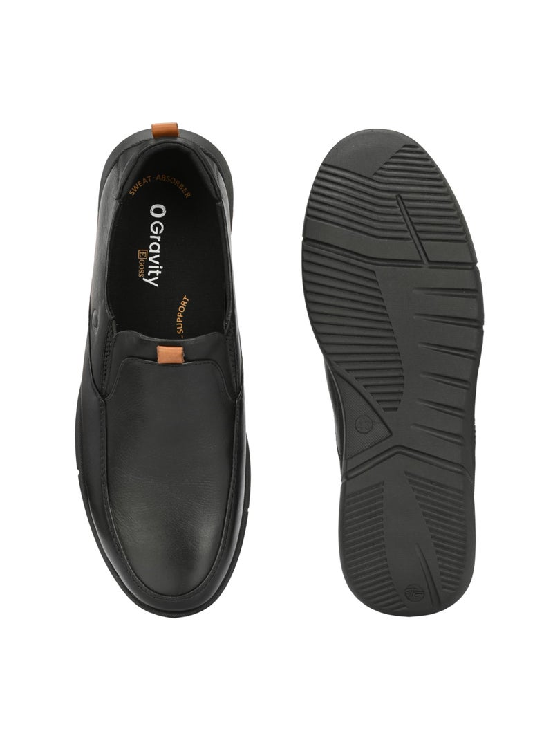 egoss Zero Gravity Premium Genuine Leather Sneaker Casual Shoes for Men (Black-10)-ES-21 - Image 5