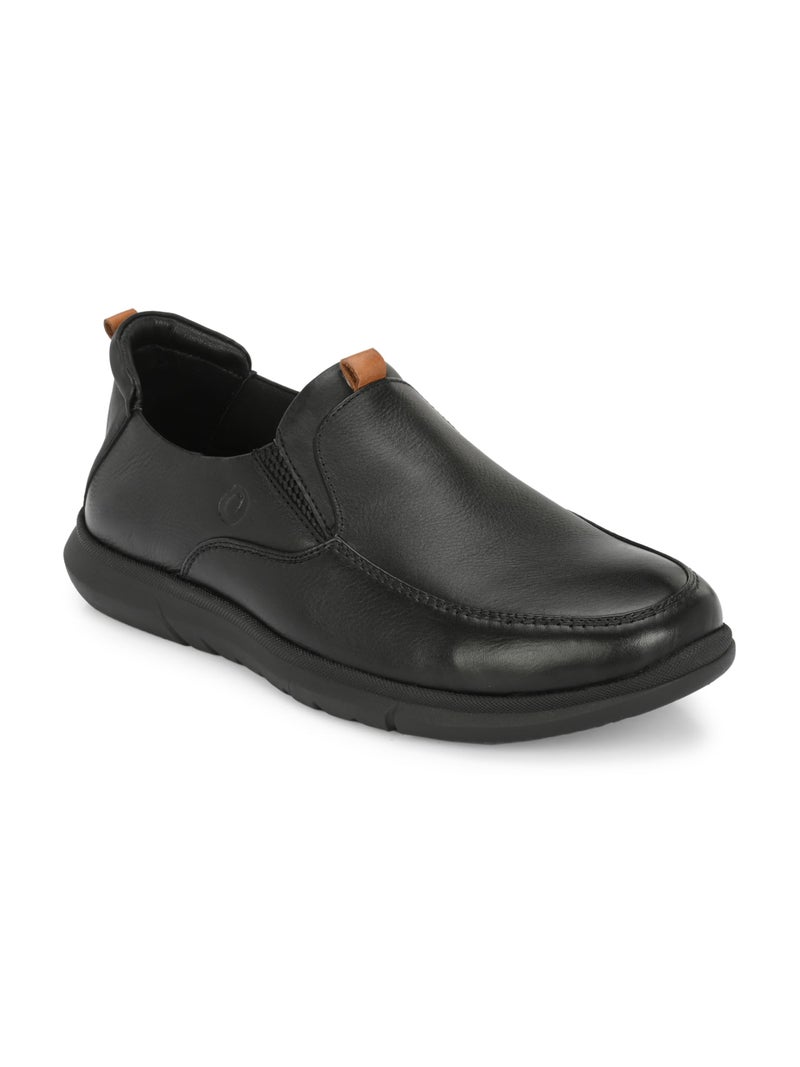 egoss Zero Gravity Premium Genuine Leather Sneaker Casual Shoes for Men (Black-10)-ES-21 - Image 1