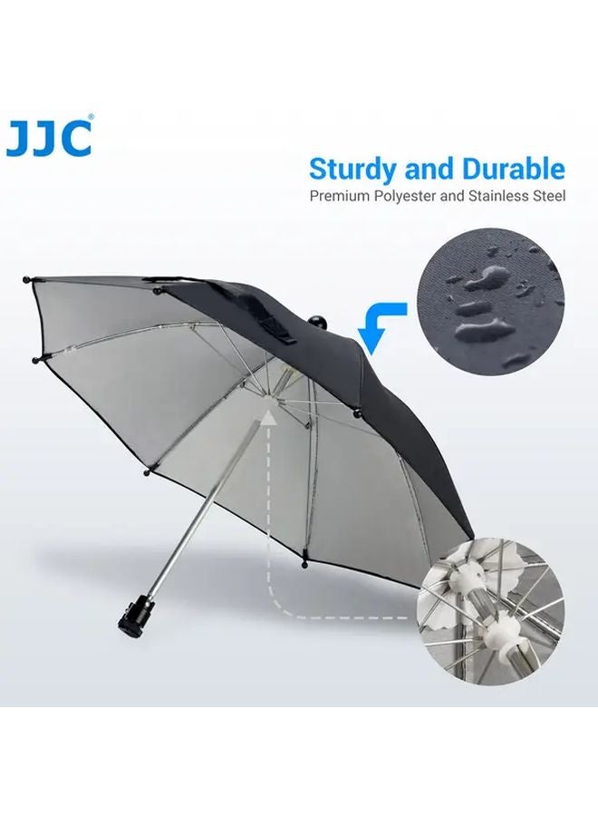 JJC 19.7 Inch Adjustable Stainless Steel Camera Hot Shoe Umbrella Sunshade Protector with Rain Cover for DSLR Mirrorless Cameras Black - Image 5