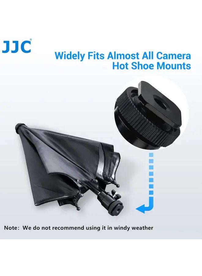 JJC 19.7 Inch Adjustable Stainless Steel Camera Hot Shoe Umbrella Sunshade Protector with Rain Cover for DSLR Mirrorless Cameras Black - Image 3