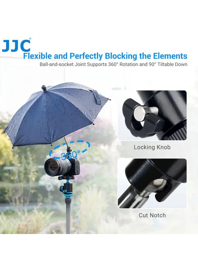 JJC 19.7 Inch Adjustable Stainless Steel Camera Hot Shoe Umbrella Sunshade Protector with Rain Cover for DSLR Mirrorless Cameras Black - Image 4