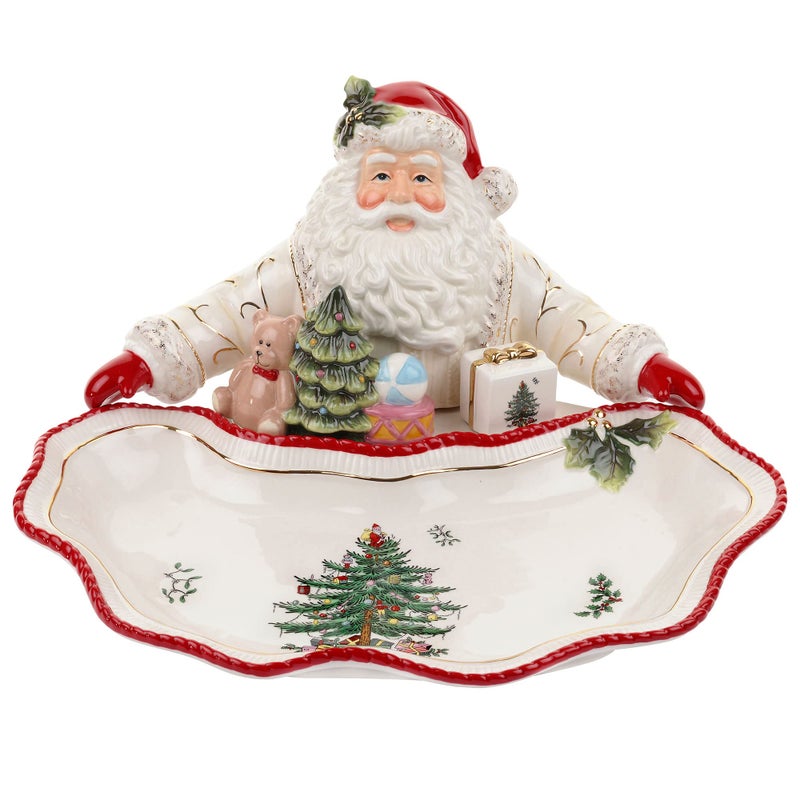Spode Christmas Tree Gold Collection Figural Santa Dish 1225Inch Holiday Dcor Candy Bowl Fine Earthenware with 22Karat Gold Accents Christmas Mantel Decoration Holiday Tableware