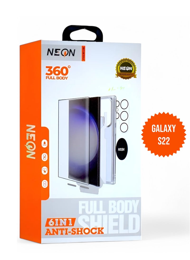 Neon Samsung Galaxy S22, Full Protection Package with Privacy Screen Protector and MagSafe Wireless Charging Case, Complete Protection for Your Device Against Scratches and Drops (6in1), New and Original Package