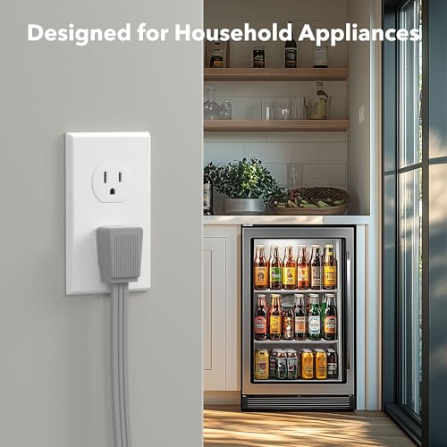 BN-LINK 6ft Air Conditioner Extension Cord, 14 Gauge Heavy Duty Power Cord, Gray, 3 Prong Grounded Flat Plug, 15 Amps, for Indoor Air Conditioner, Refrigerator and All Major Appliances - Image 5