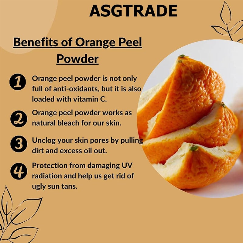 Generic Natural Organic Orange Peel Powder For Face Skin Whitening 100 Grams Citrus Aurantium Pure Natural Face Pack Santra Chilka Powder value pack  - Image 3