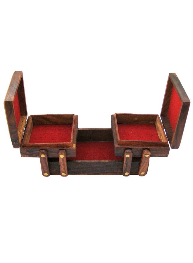 ITOS365 صندوق مجوهرات خشبي ITOS365 للنساء - تشطيب بني خشبي | منظم تخزين مجوهرات مصنوع يدويًا مع إغلاق قابل للطي وتصميم مزخرف بالزهور | هدية عيد ميلاد وذكرى للنساء - 8 بوصات - Image 4