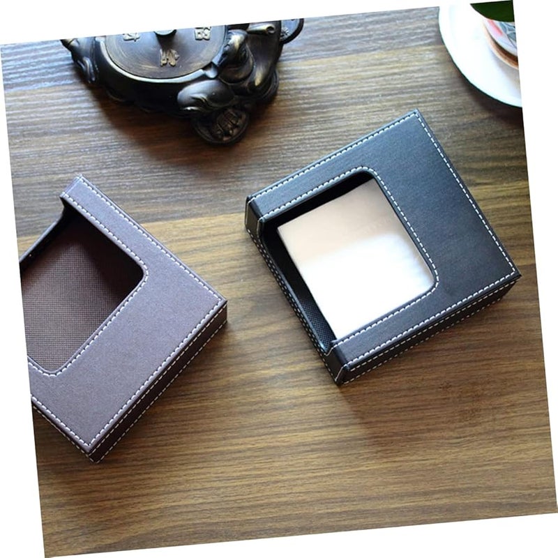 حامل علبة المناديل الجلدي مع غطاء جانبي للمنزل المكتب غرفة النوم غرفة المعيشة - Image 3