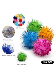 Rimobul RIMOBUL 100PCS 1.5 INCH Cat Toy Balls Extra Large Sparkly Cat's Favorite Chase Glitter Ball Toy Sparkle Pom Pom Balls  - Image 2