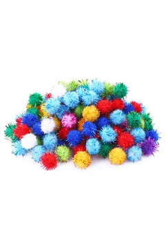 Rimobul RIMOBUL 100PCS 1.5 INCH Cat Toy Balls Extra Large Sparkly Cat's Favorite Chase Glitter Ball Toy Sparkle Pom Pom Balls  - Image 1