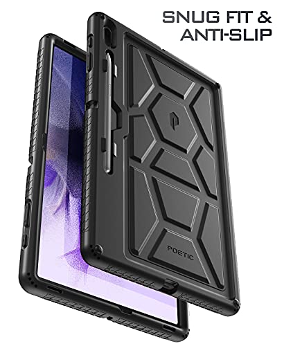 Poetic TurtleSkin Case Designed for Galaxy Tab S7 FE 12.4 Inch 2021 / Galaxy Tab S7 Plus 2020 with S Pen Holder, Rugged Shockproof Drop Protection Kids Friendly Silicone Cover Case, Black - Image 4