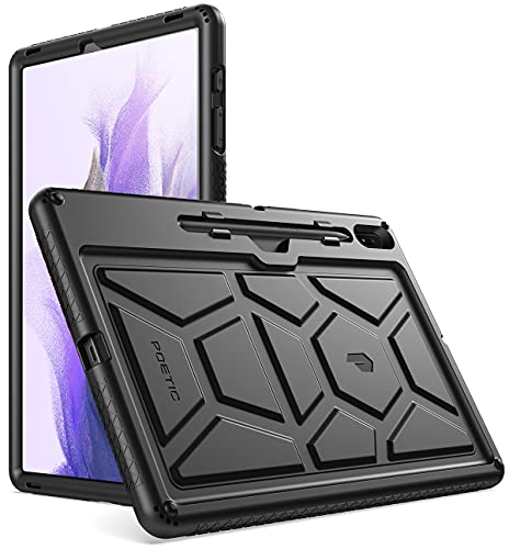 Poetic TurtleSkin Case Designed for Galaxy Tab S7 FE 12.4 Inch 2021 / Galaxy Tab S7 Plus 2020 with S Pen Holder, Rugged Shockproof Drop Protection Kids Friendly Silicone Cover Case, Black - Image 1