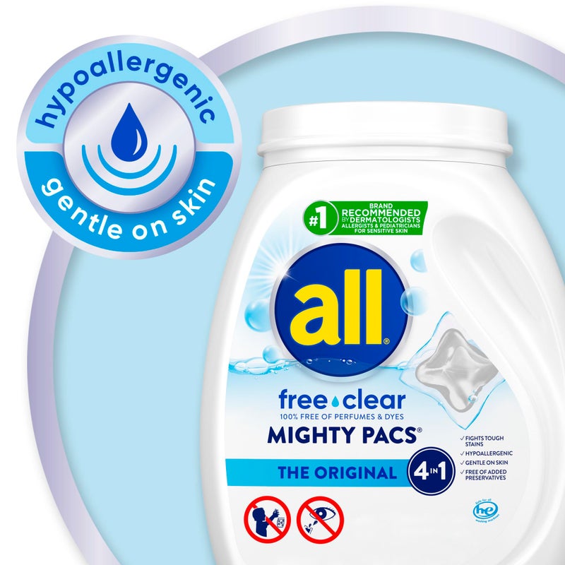 all Unit Dose Laundry Detergent, Mighty Pacs, Free Clear, 132 Count - Image 3