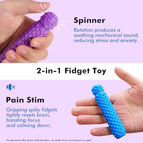 LESONG Pain Stim Fidget Toys for Adults Rotating Spiky Grippie for Anxiety Relief ADHD Tools for Autism Kids Teens Calming Pain Stim Fidget for Stress Office Classroom Desk 4 Pack - Image 5