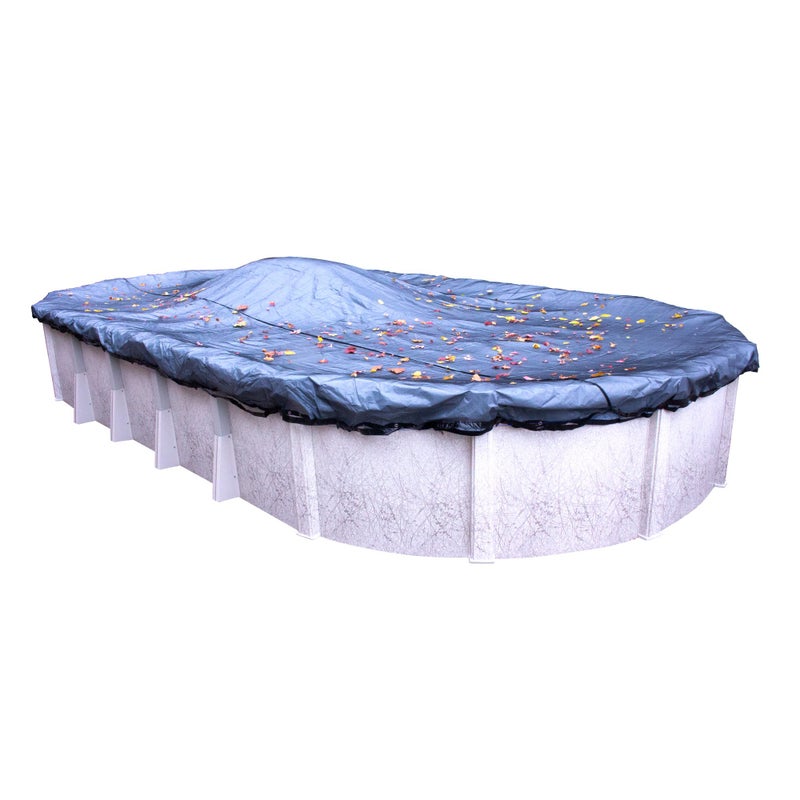 Robelle 18 x 33 ft Premium Leaf Net Winter Oval Pool Cover for Above Ground Pools, 3 ft Overlap (21 x 36 ft Cover Size), Premium Net, 5-Year Warranty, Style: 451833 - Image 1