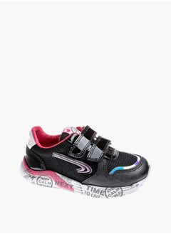 Girls' Printed Sneakers With Hook And Loop Closure