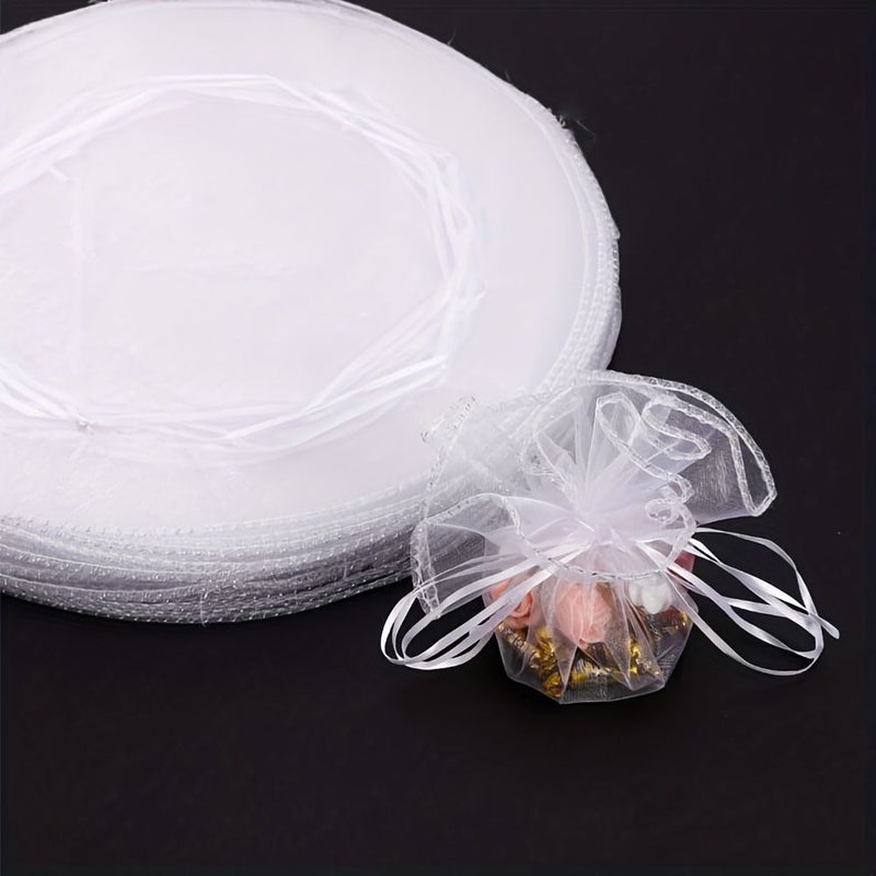 Set Of 30 White Organza Bags With Drawstrings 13.8 Inches For Jewelry Wedding Parties Christmas Gifts - Image 4
