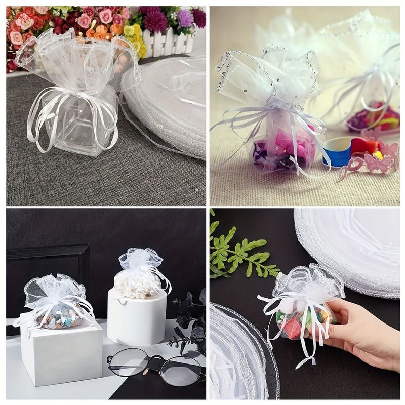 Set Of 30 White Organza Bags With Drawstrings 13.8 Inches For Jewelry Wedding Parties Christmas Gifts - Image 5