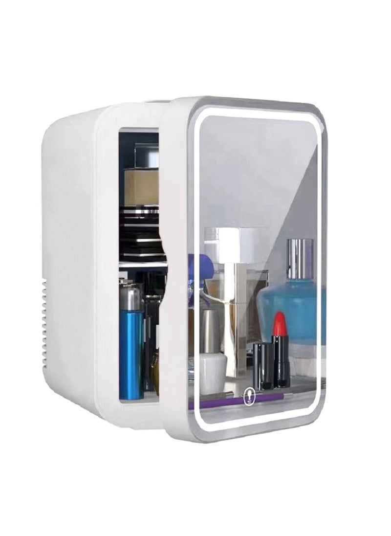 Bonita - Mini Makeup Fridge Portable Cosmetic Refrigerator Glass Panel And LED Lighting Cooler Warmer Freezer Used For Beauty Skin Care In Home - WHITE - Image 1