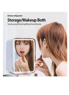 Bonita Mini Makeup Fridge Portable Cosmetic Refrigerator Glass Panel And LED Lighting Cooler Warmer Freezer Used For Beauty Skin Care In Home - WHITE  - Image 3