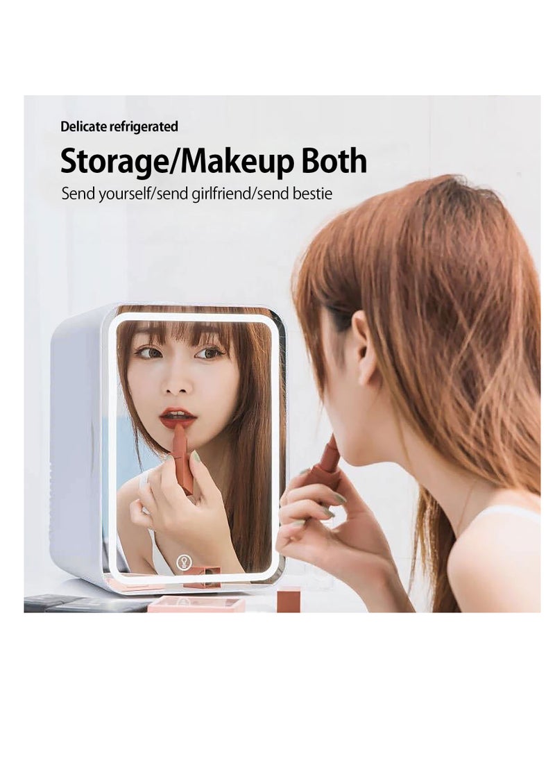 Bonita - Mini Makeup Fridge Portable Cosmetic Refrigerator Glass Panel And LED Lighting Cooler Warmer Freezer Used For Beauty Skin Care In Home - WHITE - Image 1
