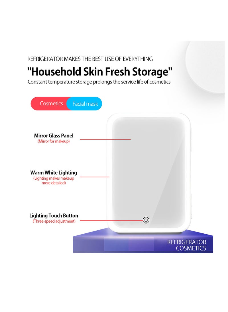 Bonita - Mini Makeup Fridge Portable Cosmetic Refrigerator Glass Panel And LED Lighting Cooler Warmer Freezer Used For Beauty Skin Care In Home - WHITE - Image 1