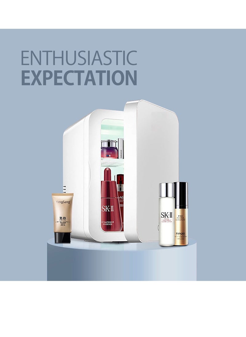 Bonita - Mini Makeup Fridge Portable Cosmetic Refrigerator Glass Panel And LED Lighting Cooler Warmer Freezer Used For Beauty Skin Care In Home - WHITE - Image 1