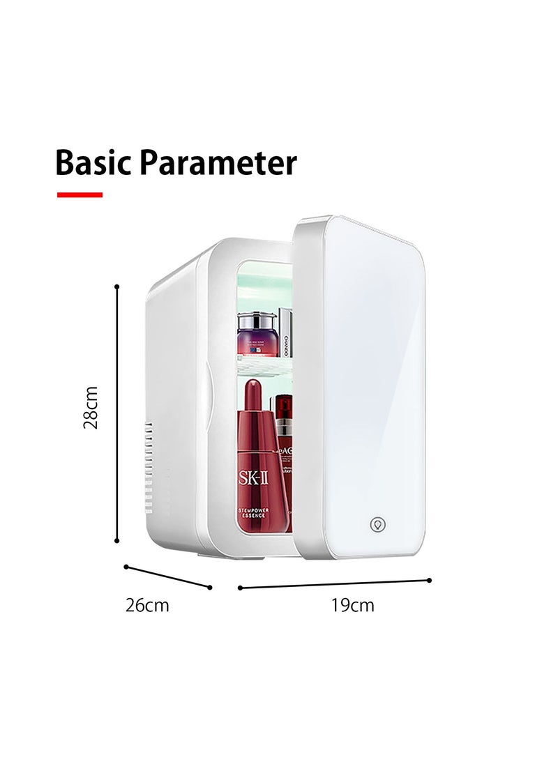 Bonita - Mini Makeup Fridge Portable Cosmetic Refrigerator Glass Panel And LED Lighting Cooler Warmer Freezer Used For Beauty Skin Care In Home - WHITE - Image 1