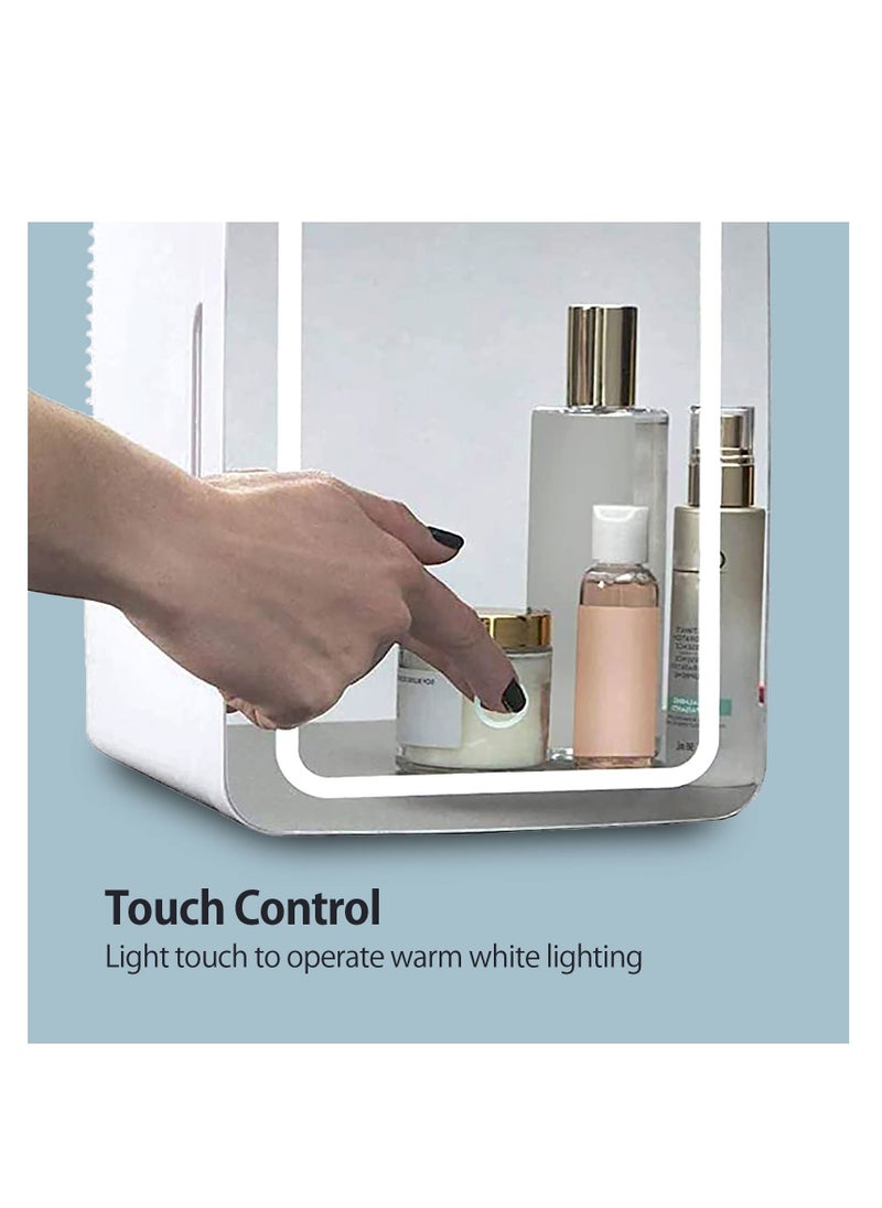 Bonita - Mini Makeup Fridge Portable Cosmetic Refrigerator Glass Panel And LED Lighting Cooler Warmer Freezer Used For Beauty Skin Care In Home - WHITE - Image 1
