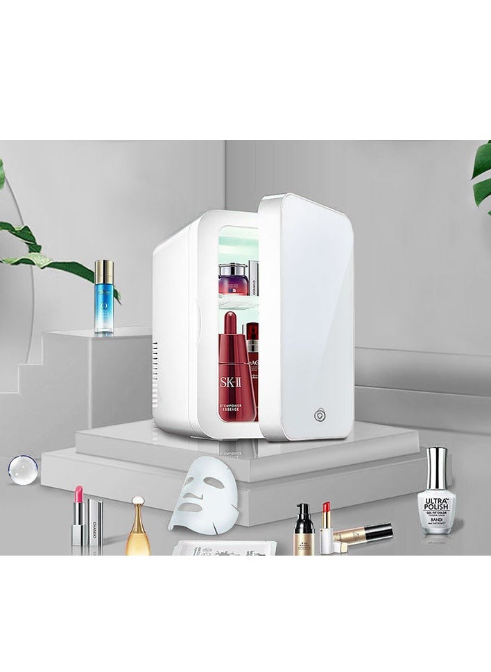Bonita - Mini Makeup Fridge Portable Cosmetic Refrigerator Glass Panel And LED Lighting Cooler Warmer Freezer Used For Beauty Skin Care In Home - WHITE - Image 1