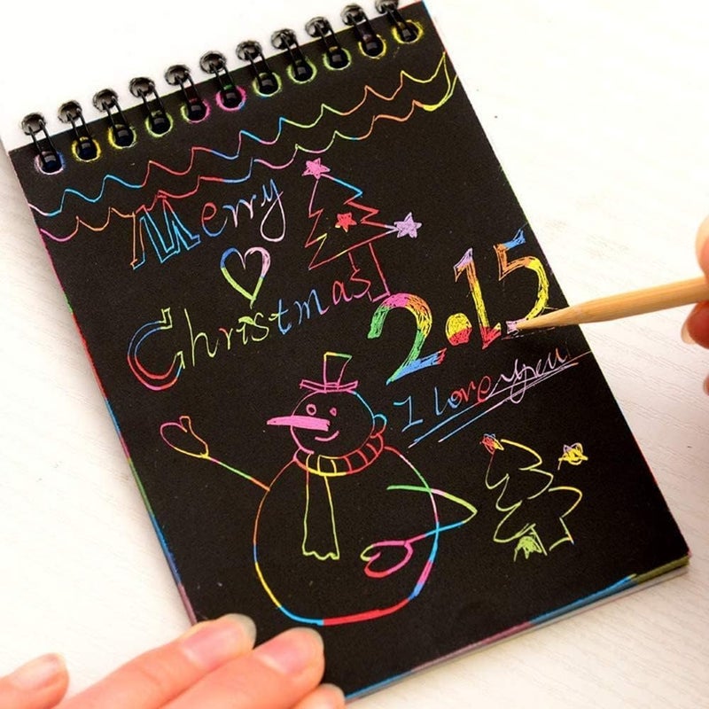 Aptitude A6 Rainbow Art Scratch Paper Book Sheets with Stylus, 10 Pages, Multicolor (Pack of 2), - Image 3