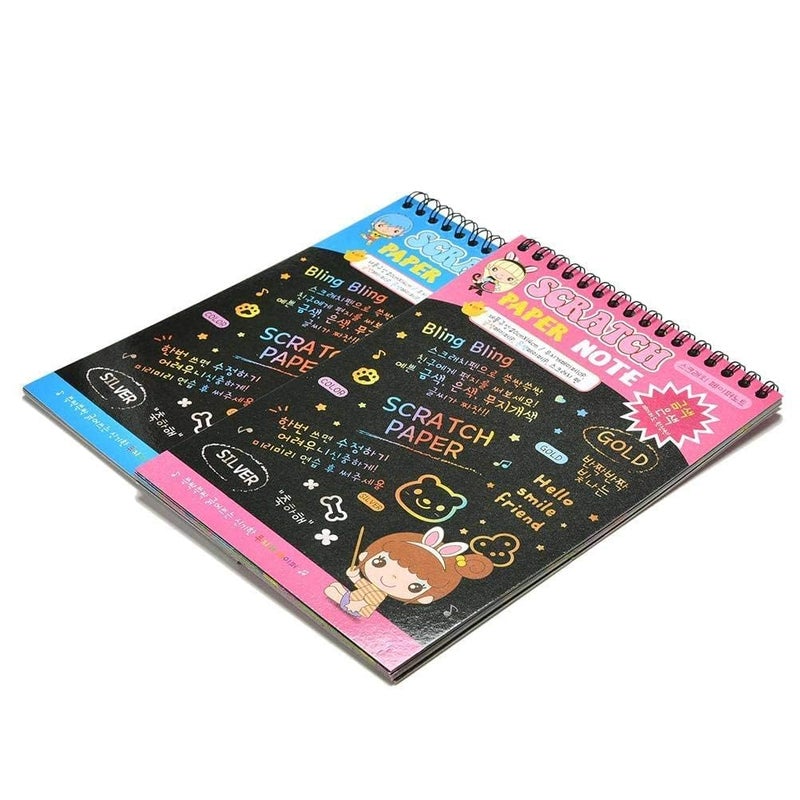 Aptitude A6 Rainbow Art Scratch Paper Book Sheets with Stylus, 10 Pages, Multicolor (Pack of 2), - Image 1