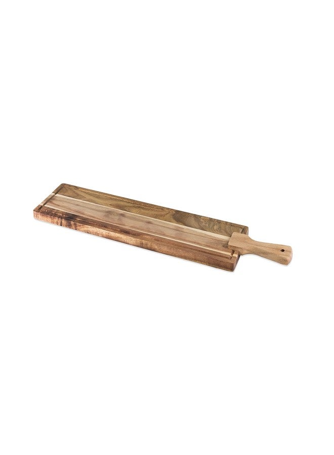 Twine Rustic Farmhouse Tapas Board Serveware, Acacia Wood Plank, Cheese Tray with Handle Brown - Image 1