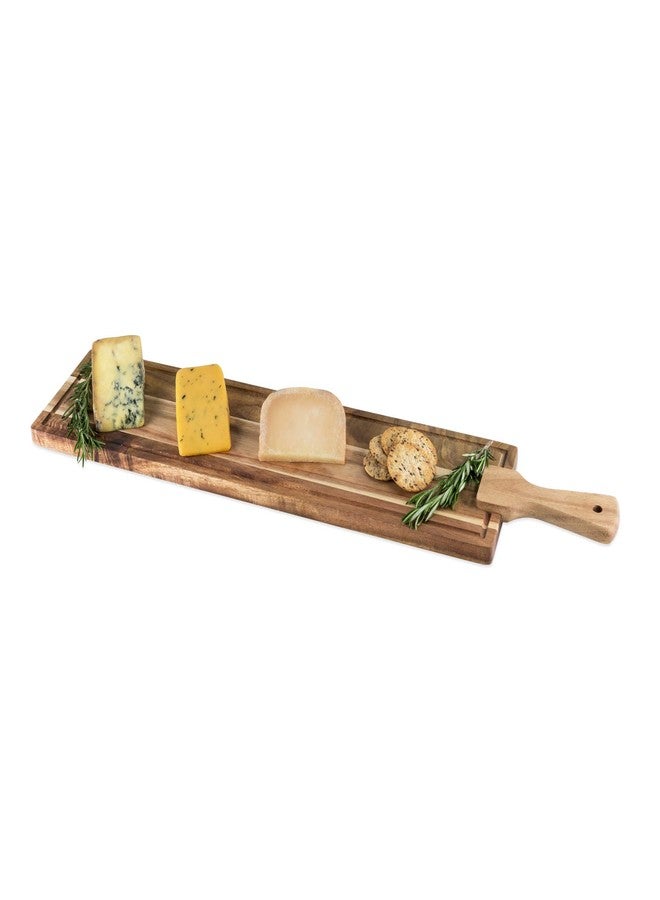 Twine Rustic Farmhouse Tapas Board Serveware, Acacia Wood Plank, Cheese Tray with Handle Brown - Image 2