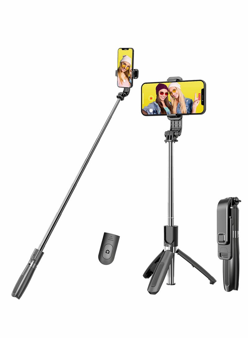 Excefore Portable Selfie Stick Tripod with Detachable Wireless Remote, 3 in 1 Extendable Phone Holder for iPhone 13/12/12 Pro/12 Pro Max/11/11 Pro/X/XR/XS/8/7/6S,Android Samsung Smartphone