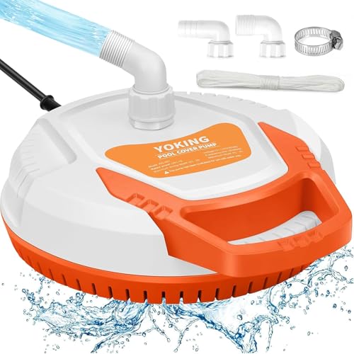 YOKING Automatic Pool Cover Pump, 1/4 HP 1500GPH Swimming Pool Submersible Water Sump Pump, 115/230V with 26ft Power Cord and 2 Adapters Water Removal for Pool, Hot Tub, Pond - Image 1